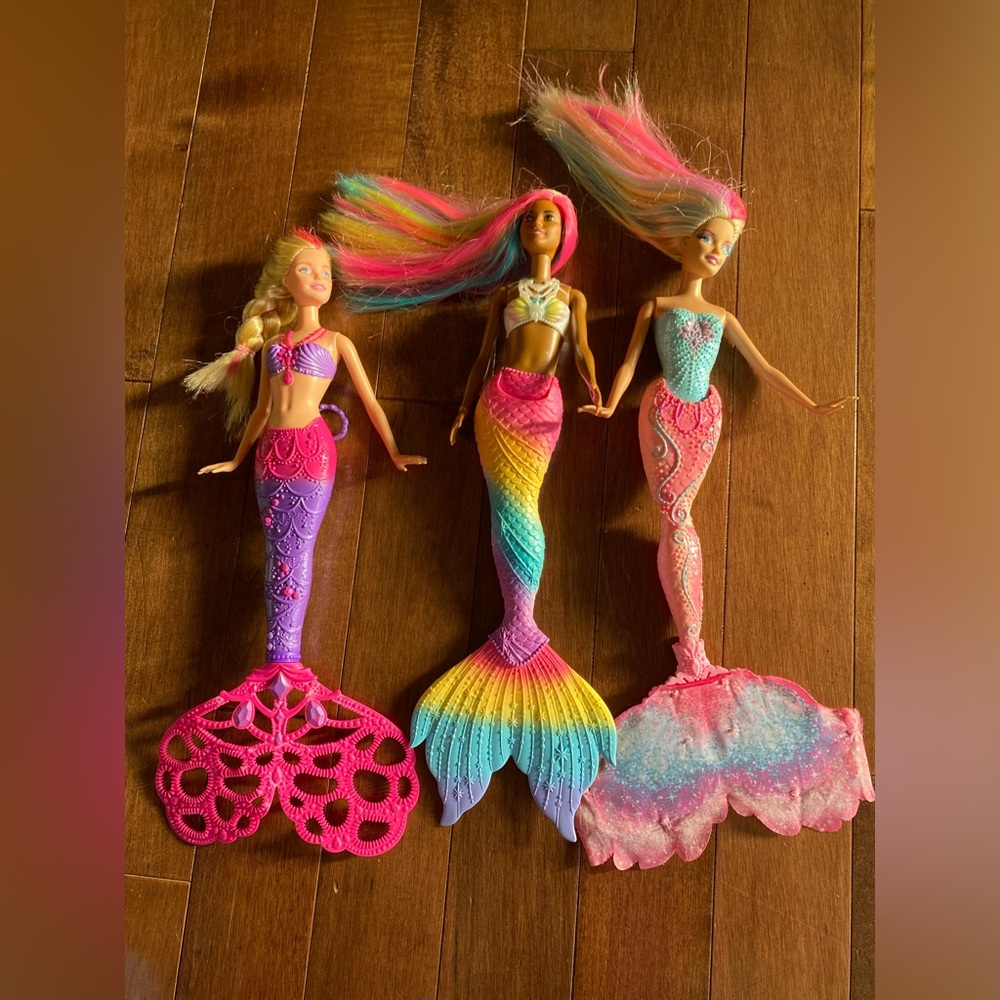Assorted Mermaid Dolls Barbie and Mattel with Rainbow Hair
